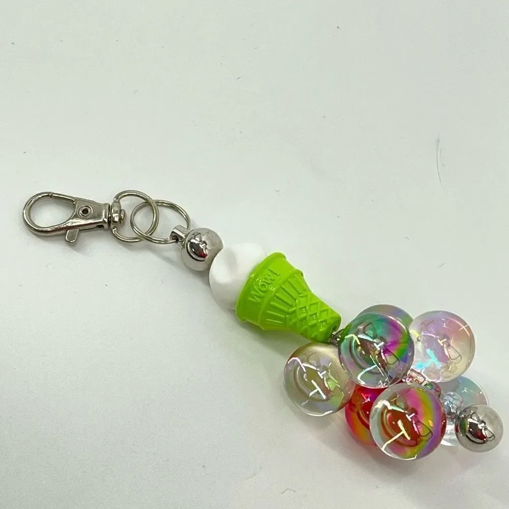 Keychain purse charm Beaded Keychain For Women, Silicone bead ice cream cone bal